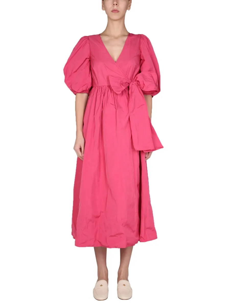 REDValentino V-Neck Side Bow Midi Dress