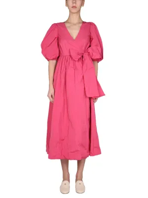 REDValentino V-Neck Side Bow Midi Dress