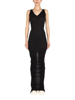 Rick Owens Ruched V-Neck Sleeveless Dress