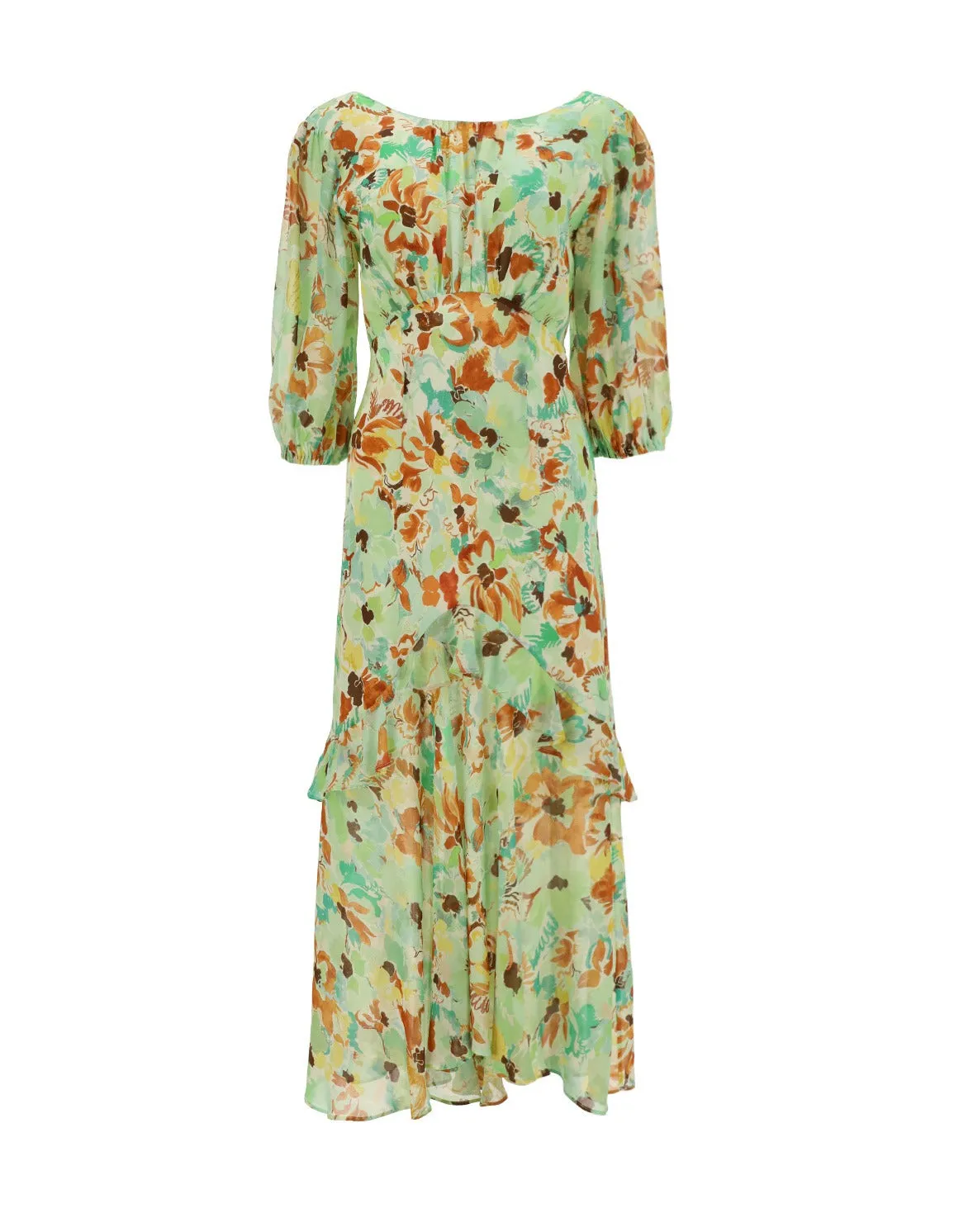 Rixo All-Over Printed Half-Sleeved Dress