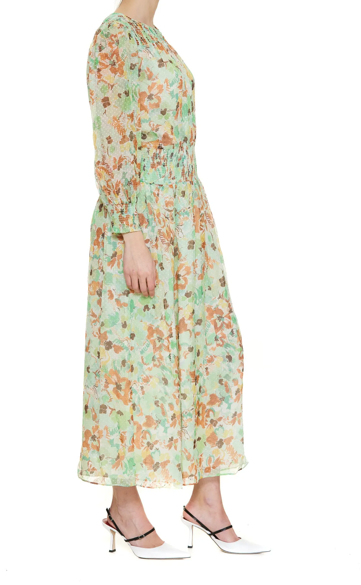 Rixo Marianna Round Neck Floral Printed Dress