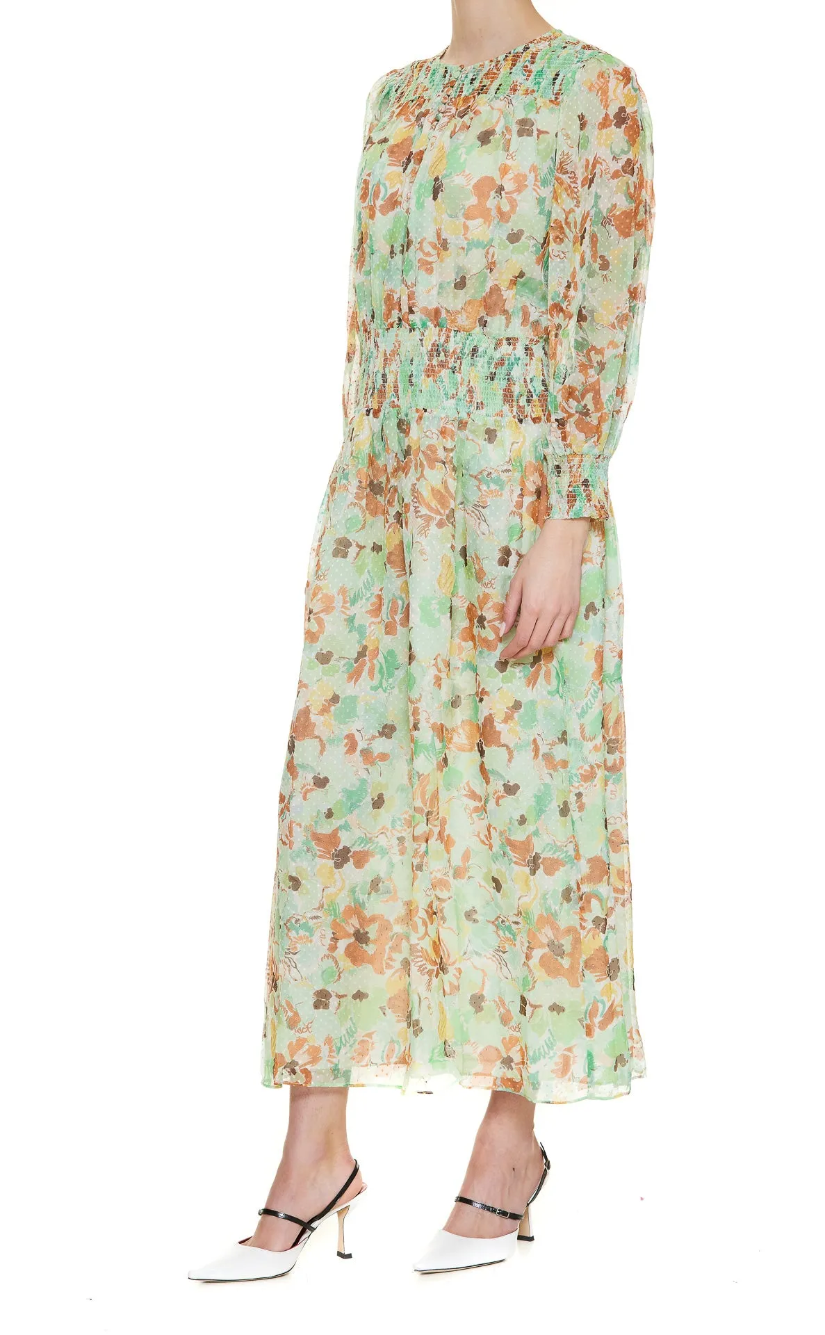 Rixo Marianna Round Neck Floral Printed Dress