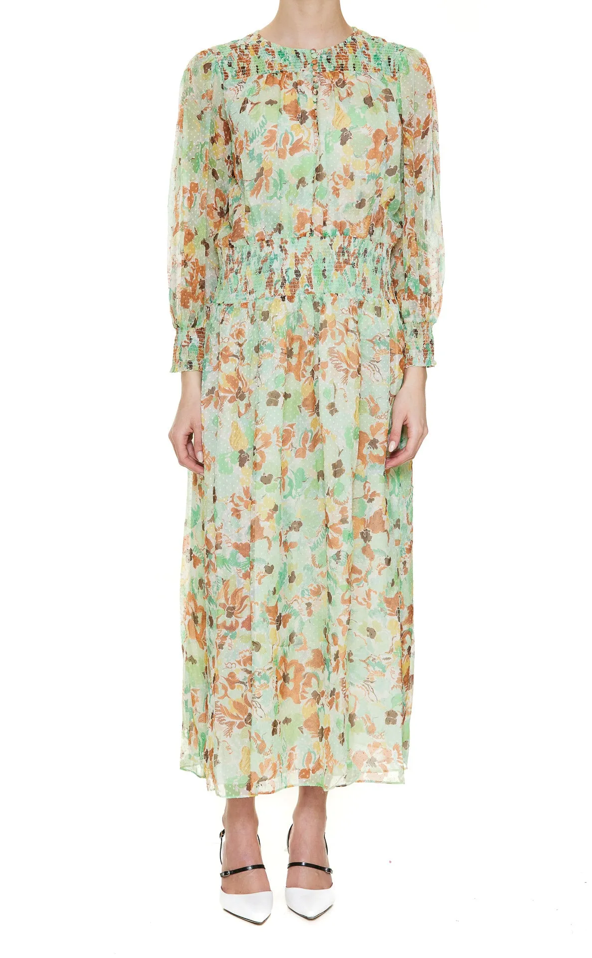 Rixo Marianna Round Neck Floral Printed Dress