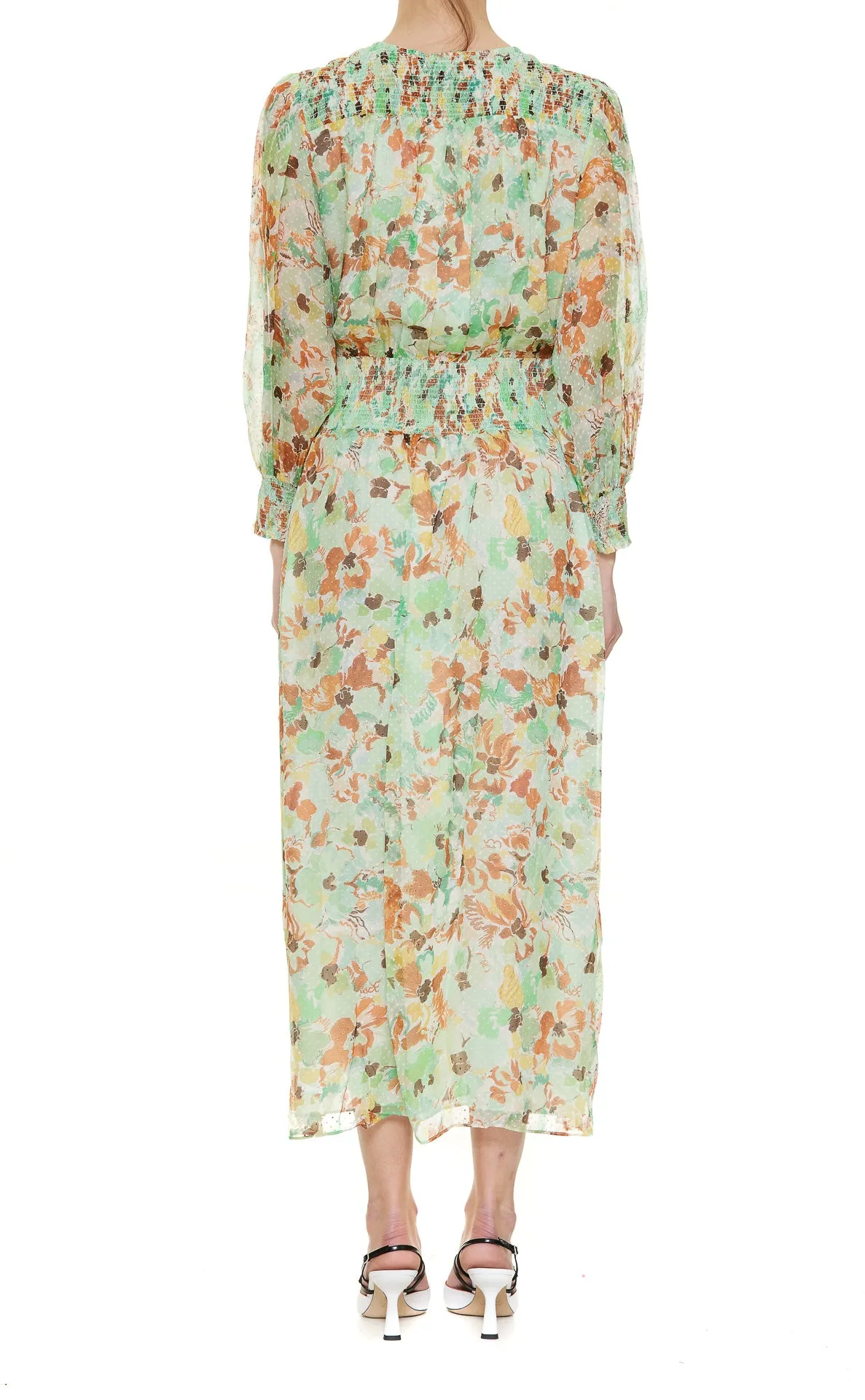 Rixo Marianna Round Neck Floral Printed Dress