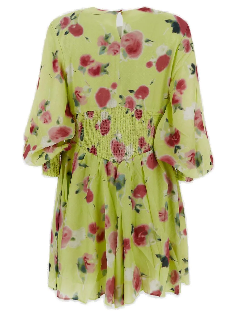 ROTATE Allover Floral Printed Round Neck Dress