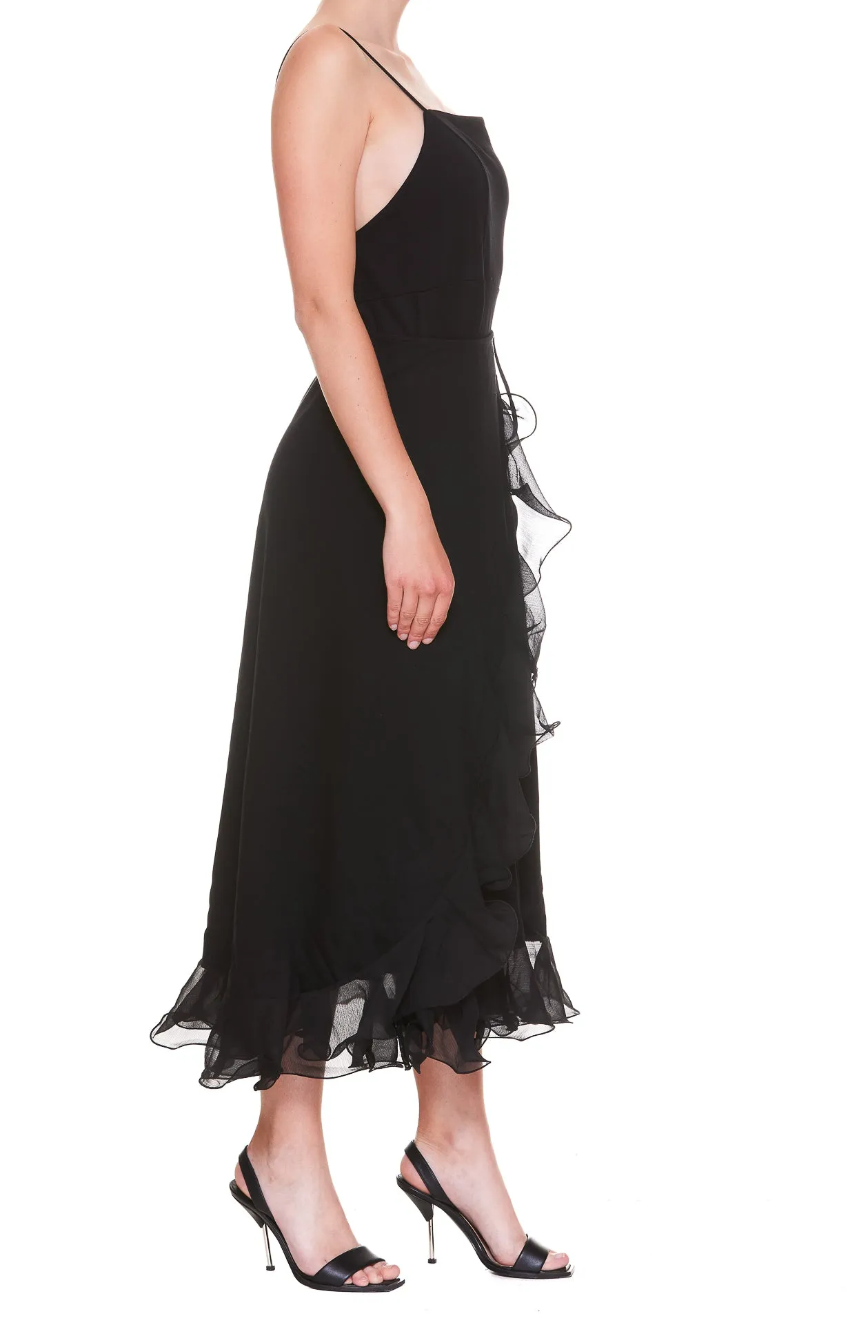ROTATE Julia Wrapped Sleeveless Midi Dress