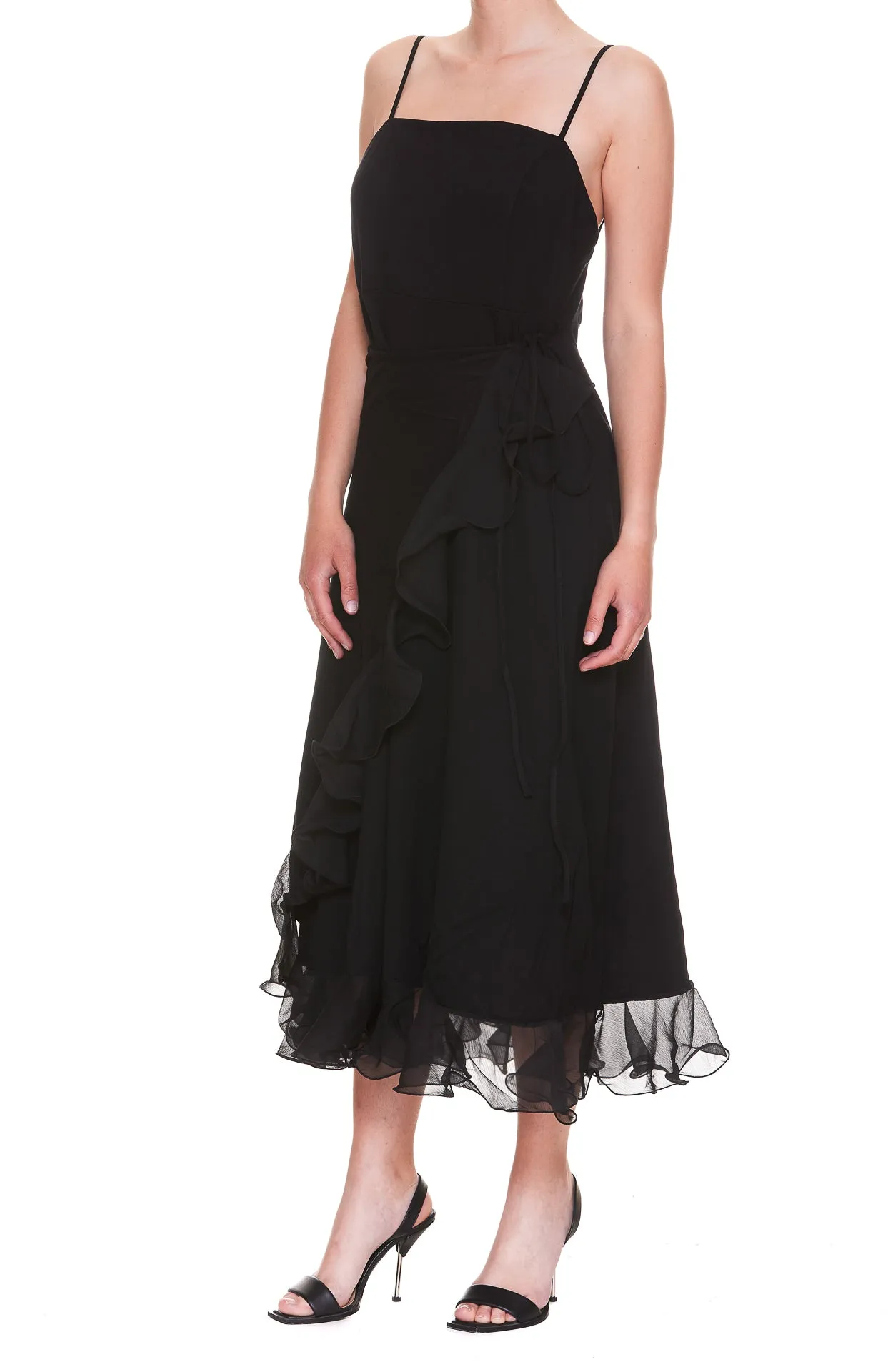 ROTATE Julia Wrapped Sleeveless Midi Dress