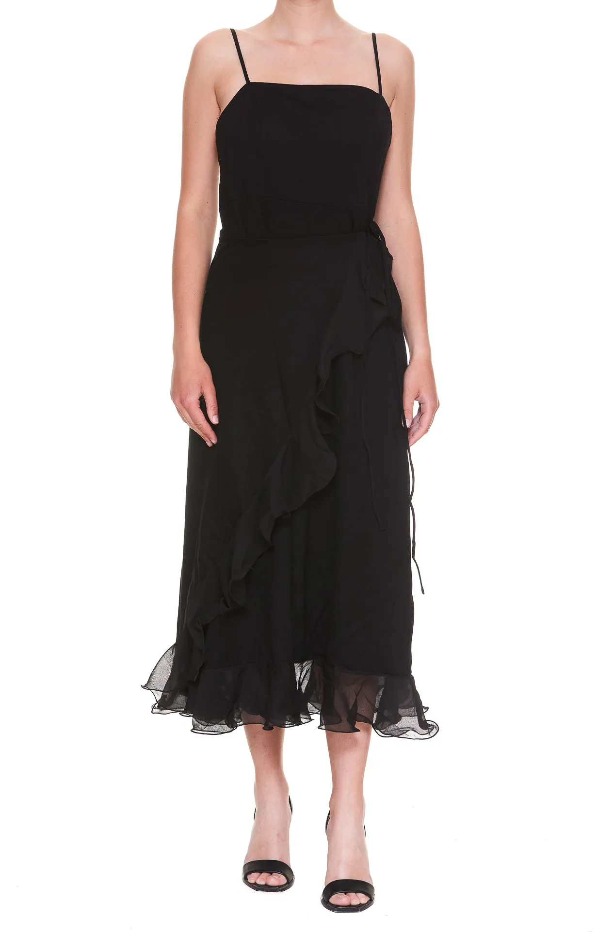 ROTATE Julia Wrapped Sleeveless Midi Dress