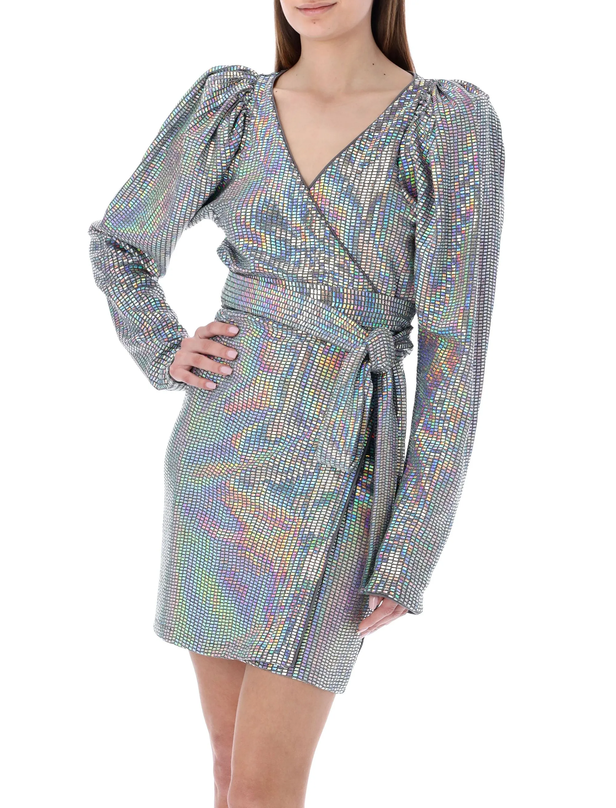 ROTATE V-Neck Long Sleeved Tied Dress