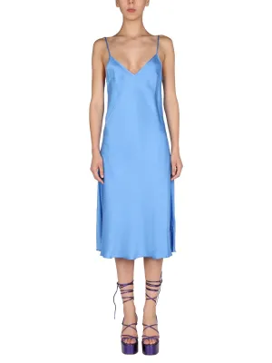 ROTATE V-Neck Satin Midi Dress