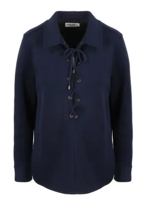 Saint Laurent Lace-Up Long-Sleeved Top