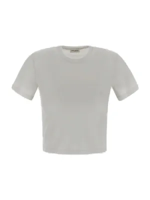 Saint Laurent Logo Embroidered Crewneck T-Shirt