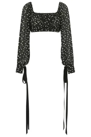 Saint Laurent Polka Dot Square Neck Cropped Top