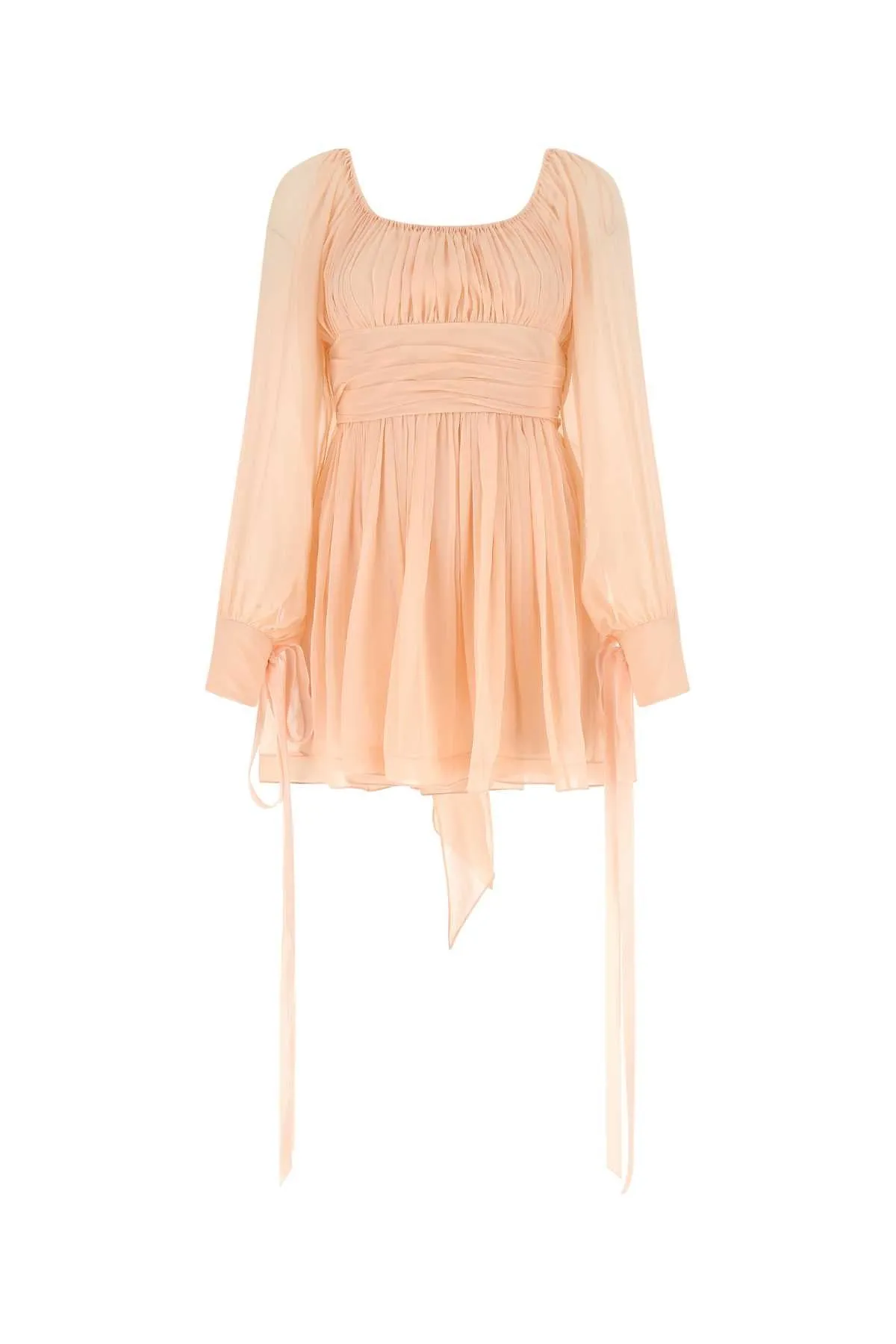 Saint Laurent Puff-Sleeved Pleated Mini Dress