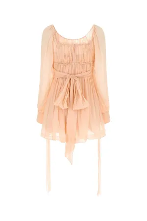 Saint Laurent Puff-Sleeved Pleated Mini Dress
