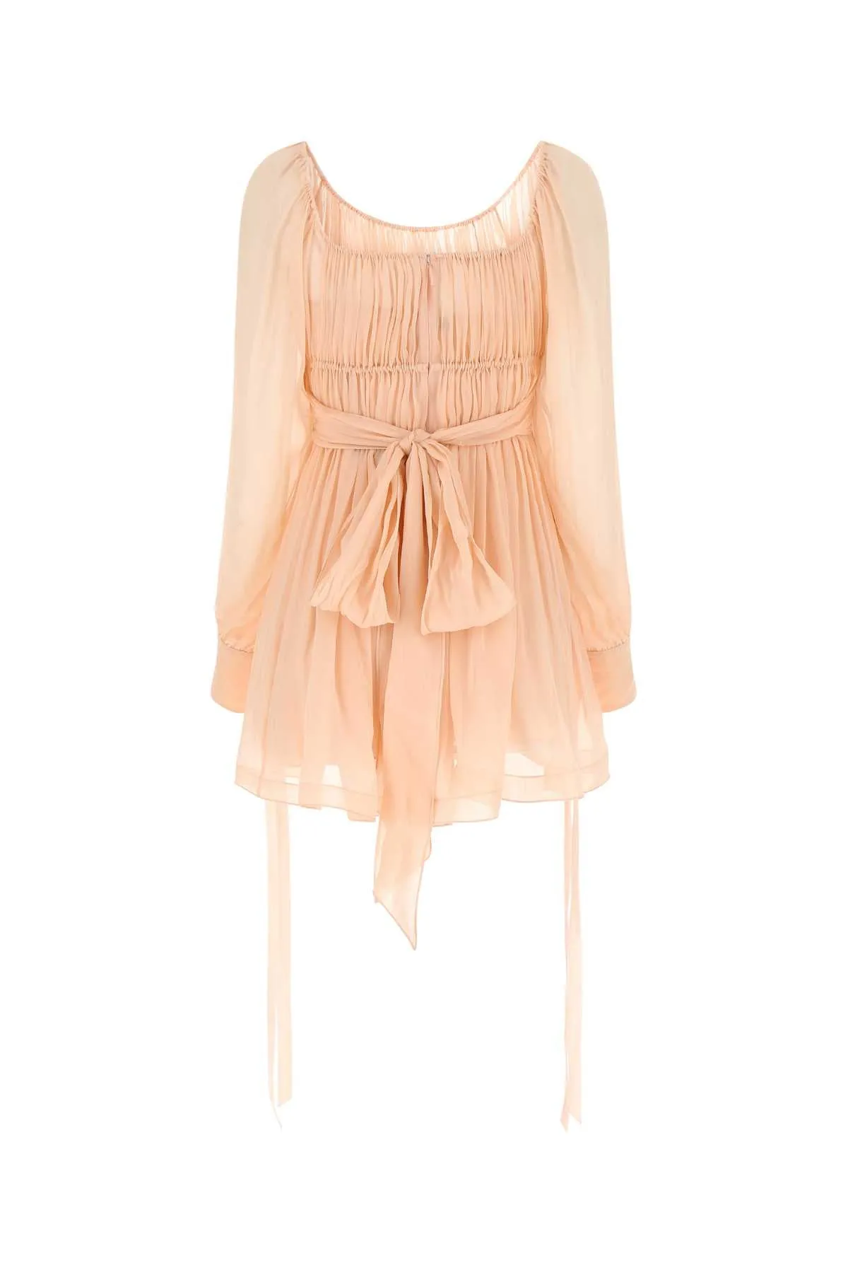 Saint Laurent Puff-Sleeved Pleated Mini Dress