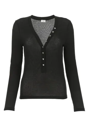 Saint Laurent Semi-Sheer Long-Sleeved Top