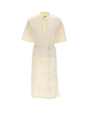 Salvatore Ferragamo Embroidered Tied Waist Midi Dress