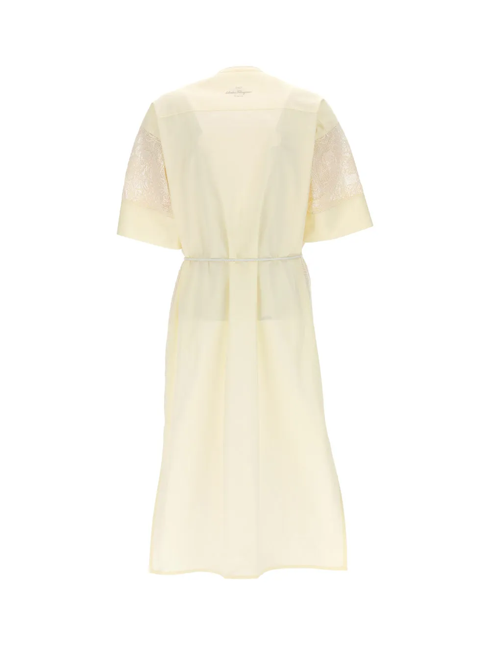 Salvatore Ferragamo Embroidered Tied Waist Midi Dress