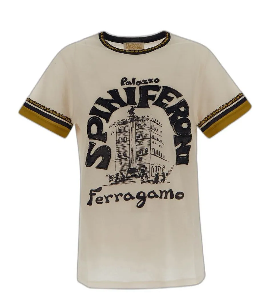 Salvatore Ferragamo Logo Print Crewneck T-Shirt