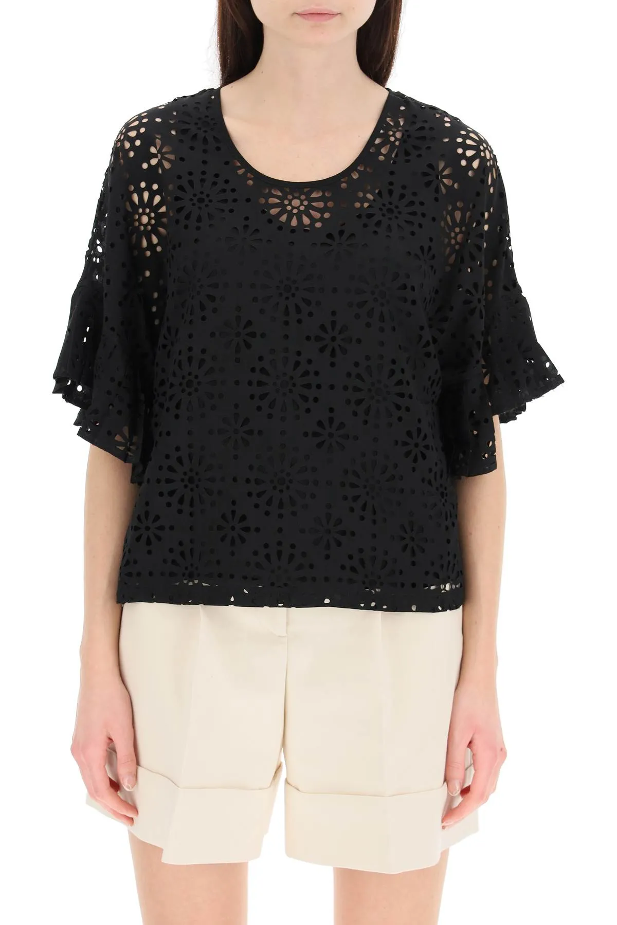 See By Chlo Allover Floral Pattern Crewneck Top