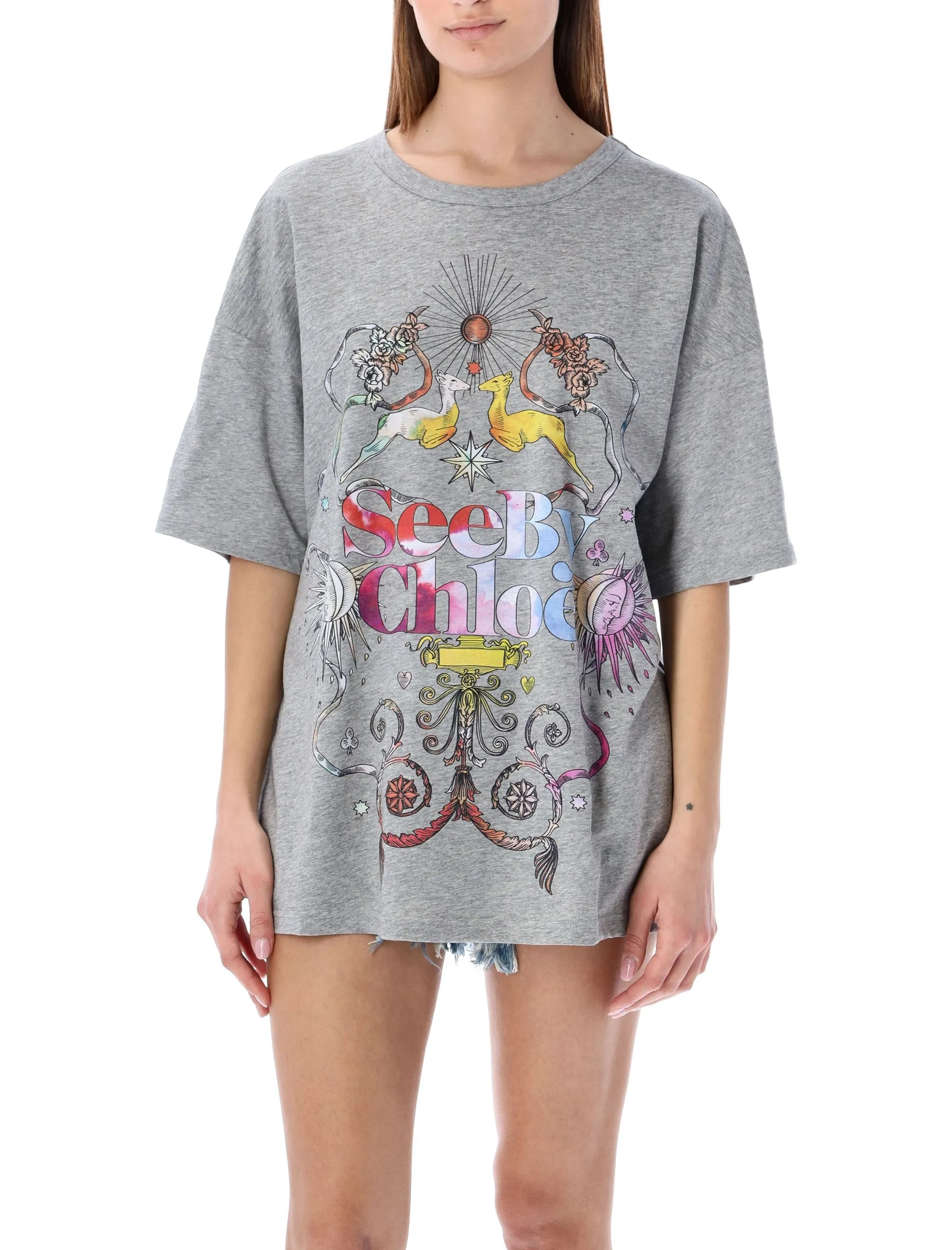 See By Chlo Graphic Logo Printed Crewneck T-Shirt