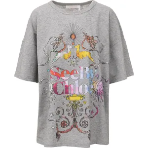 See By Chlo Graphic Logo Printed Crewneck T-Shirt