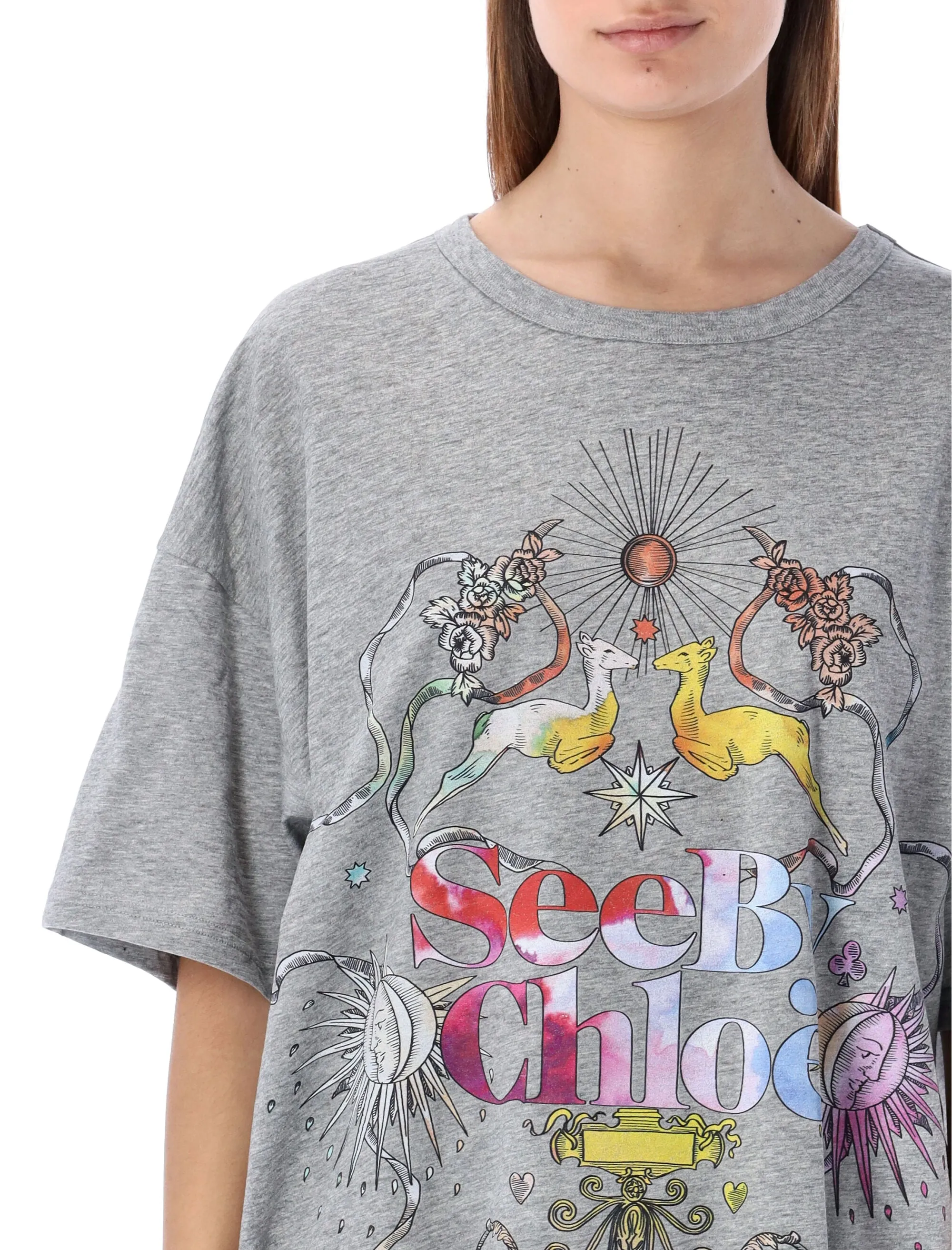 See By Chlo Graphic Logo Printed Crewneck T-Shirt