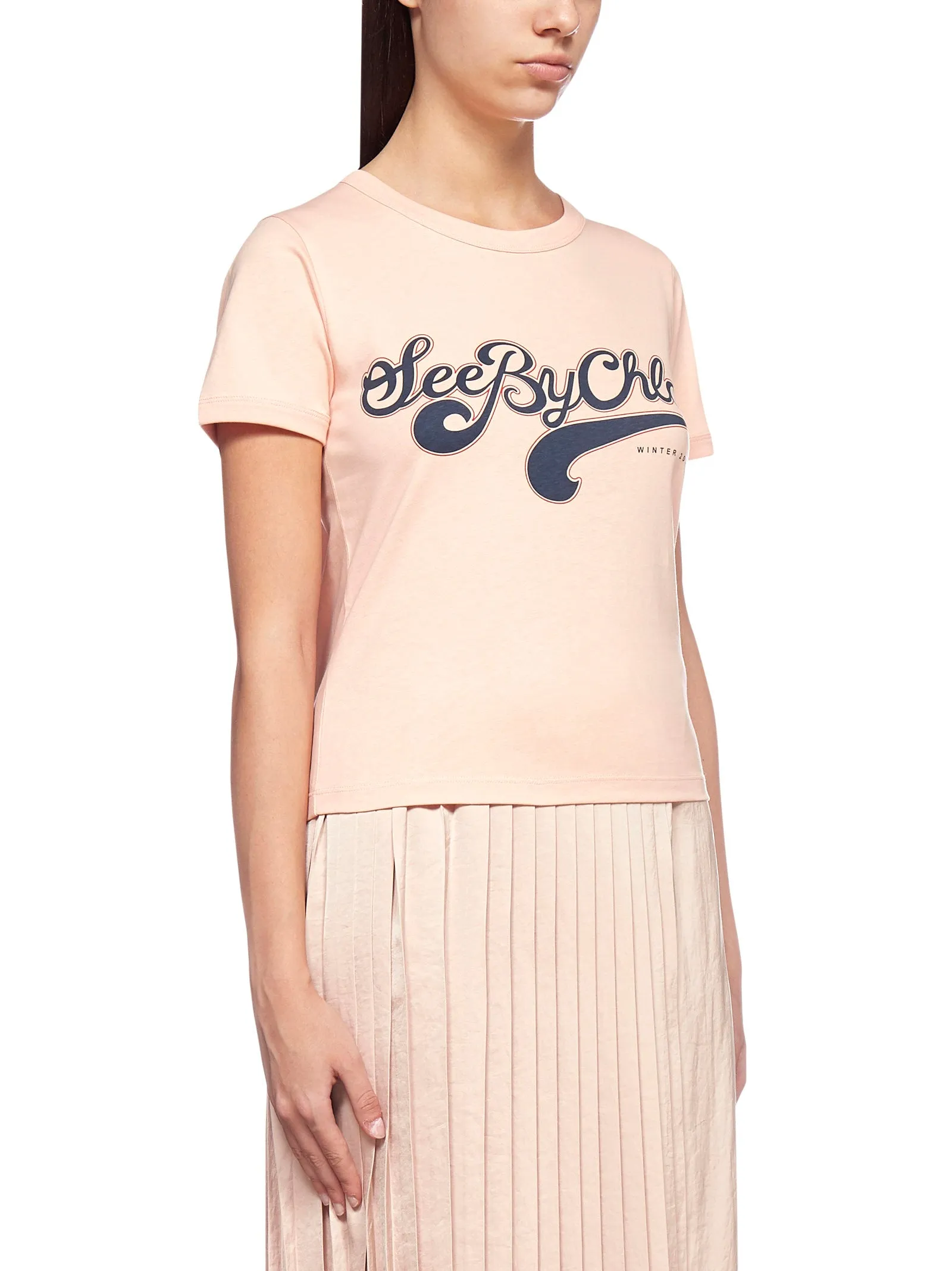 See By Chlo Logo Print Fitted T-Shirt