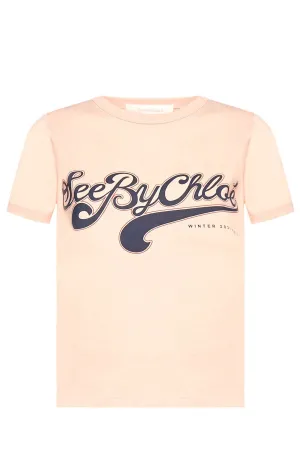 See By Chlo Logo Print Fitted T-Shirt