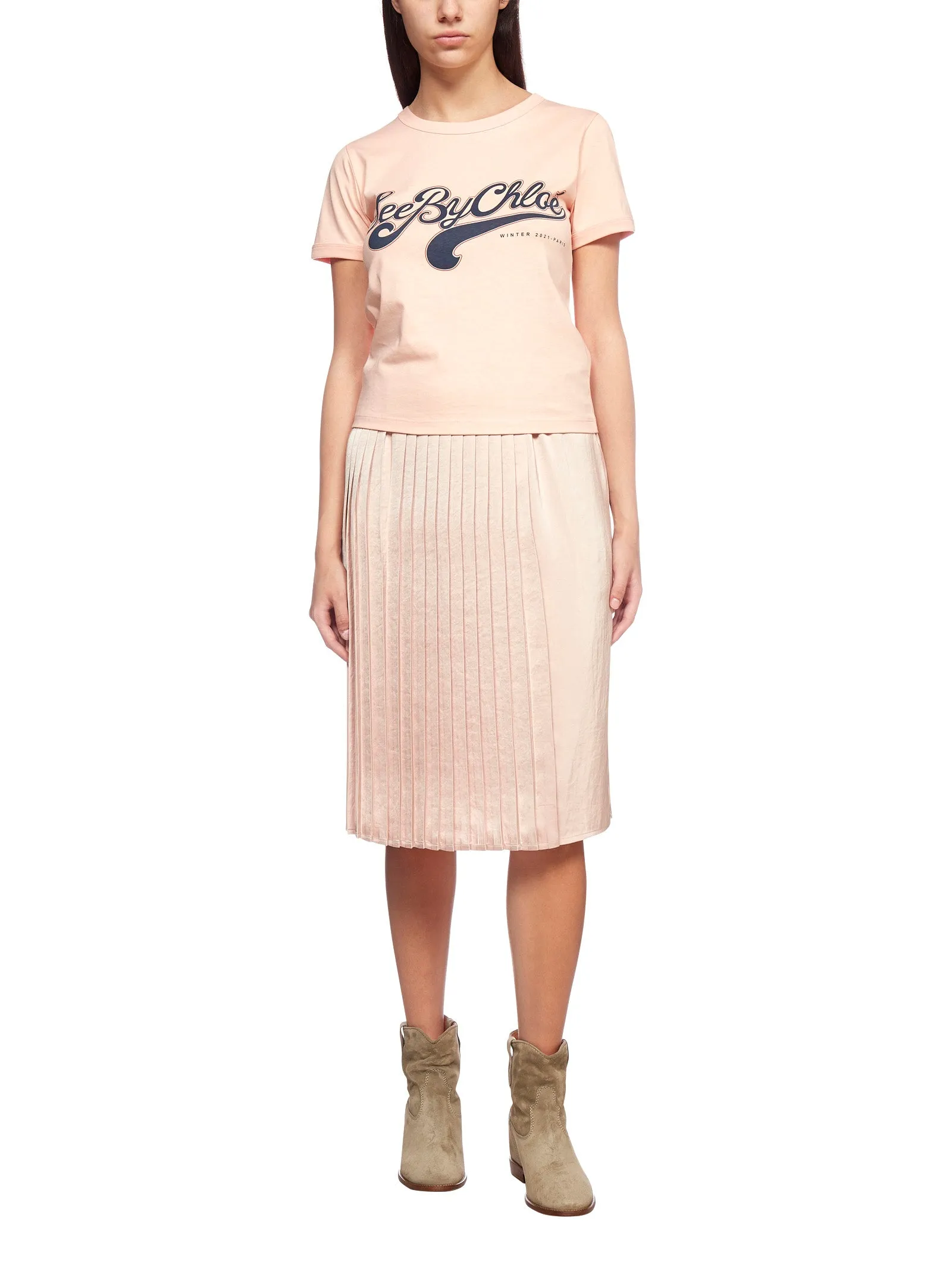 See By Chlo Logo Print Fitted T-Shirt