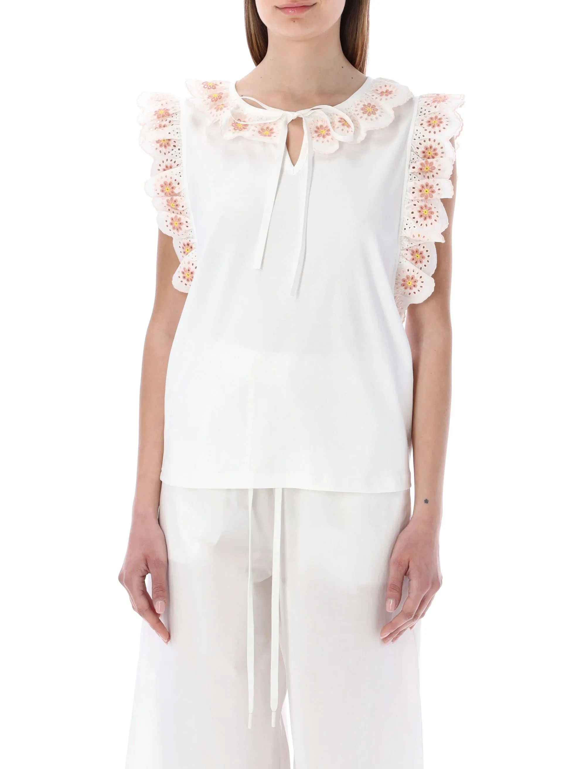 See By Chlo Ruffled Trim Sleeveless Top