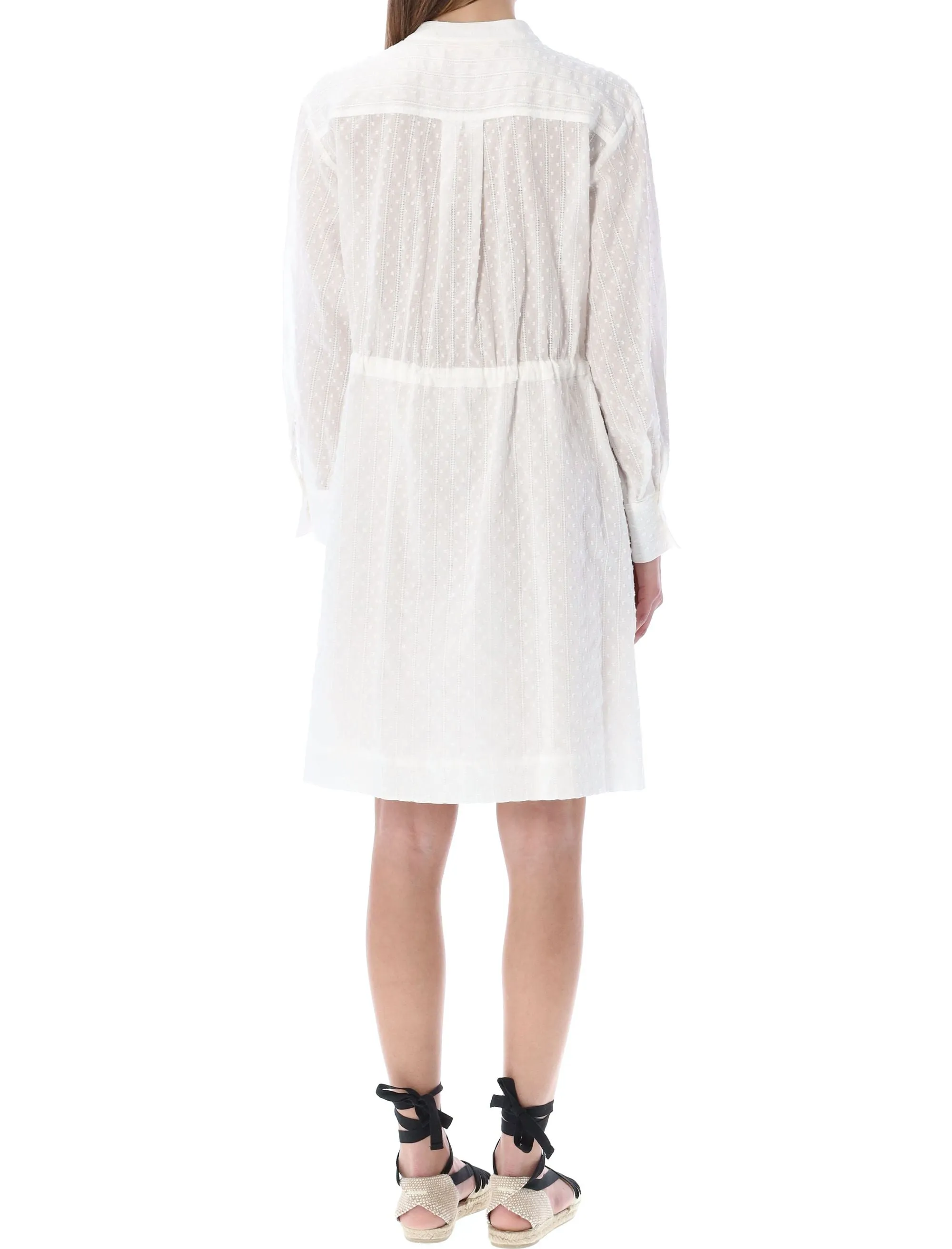 See By Chlo Tie Waist Long-Sleeved Shirt Dress