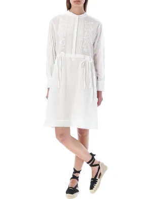 See By Chlo Tie Waist Long-Sleeved Shirt Dress