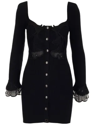 Self-Portrait Appliqu Detailed Long-Sleeved Dress