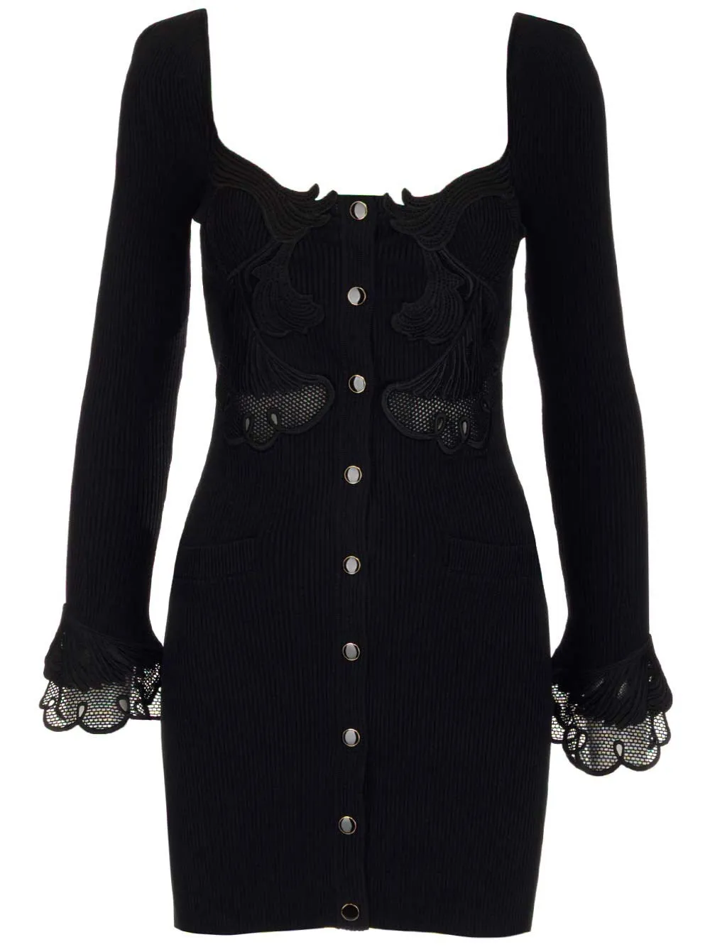 Self-Portrait Appliqu Detailed Long-Sleeved Dress
