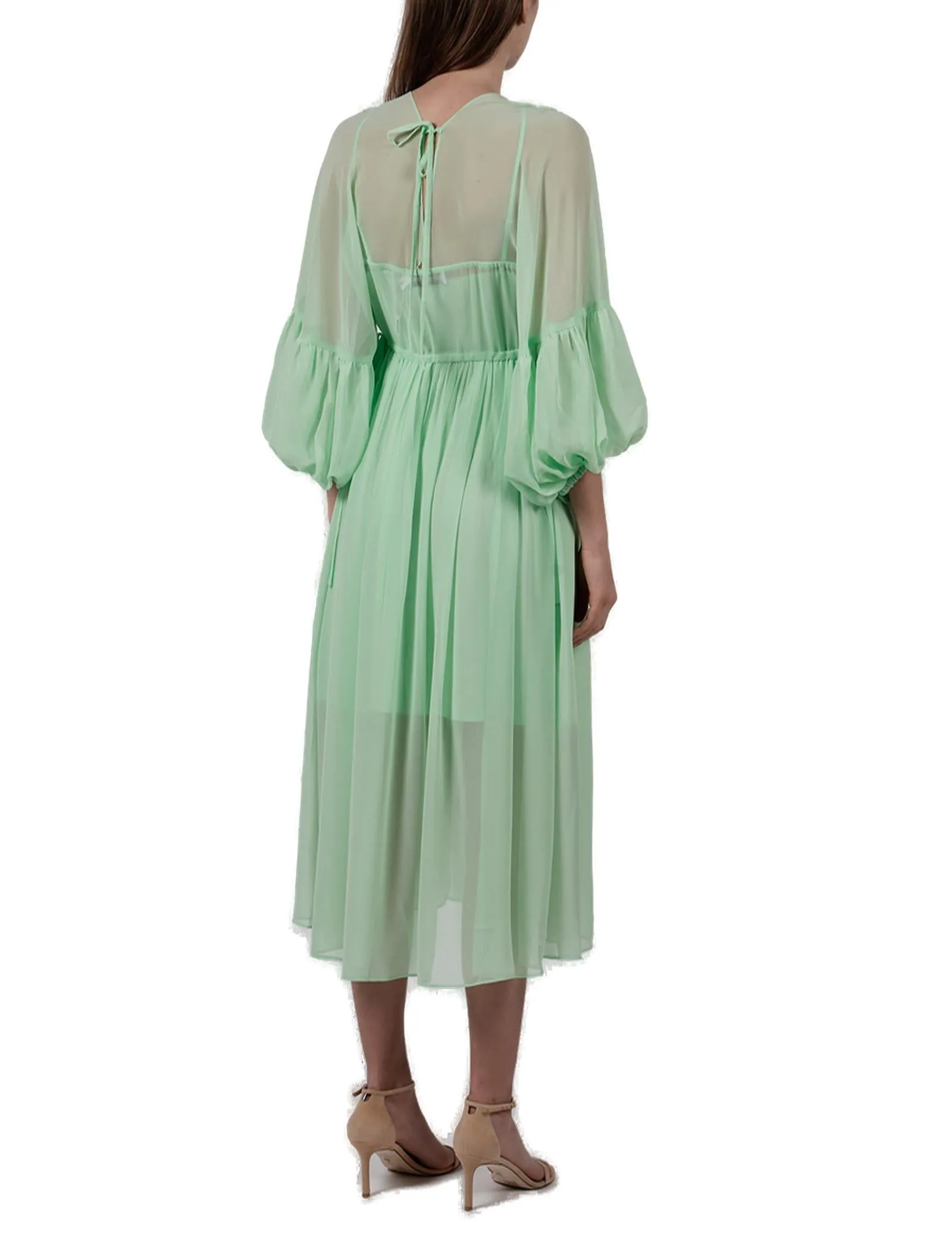 Self-Portrait Georgette Macrame Lace Detailed Midi Dress