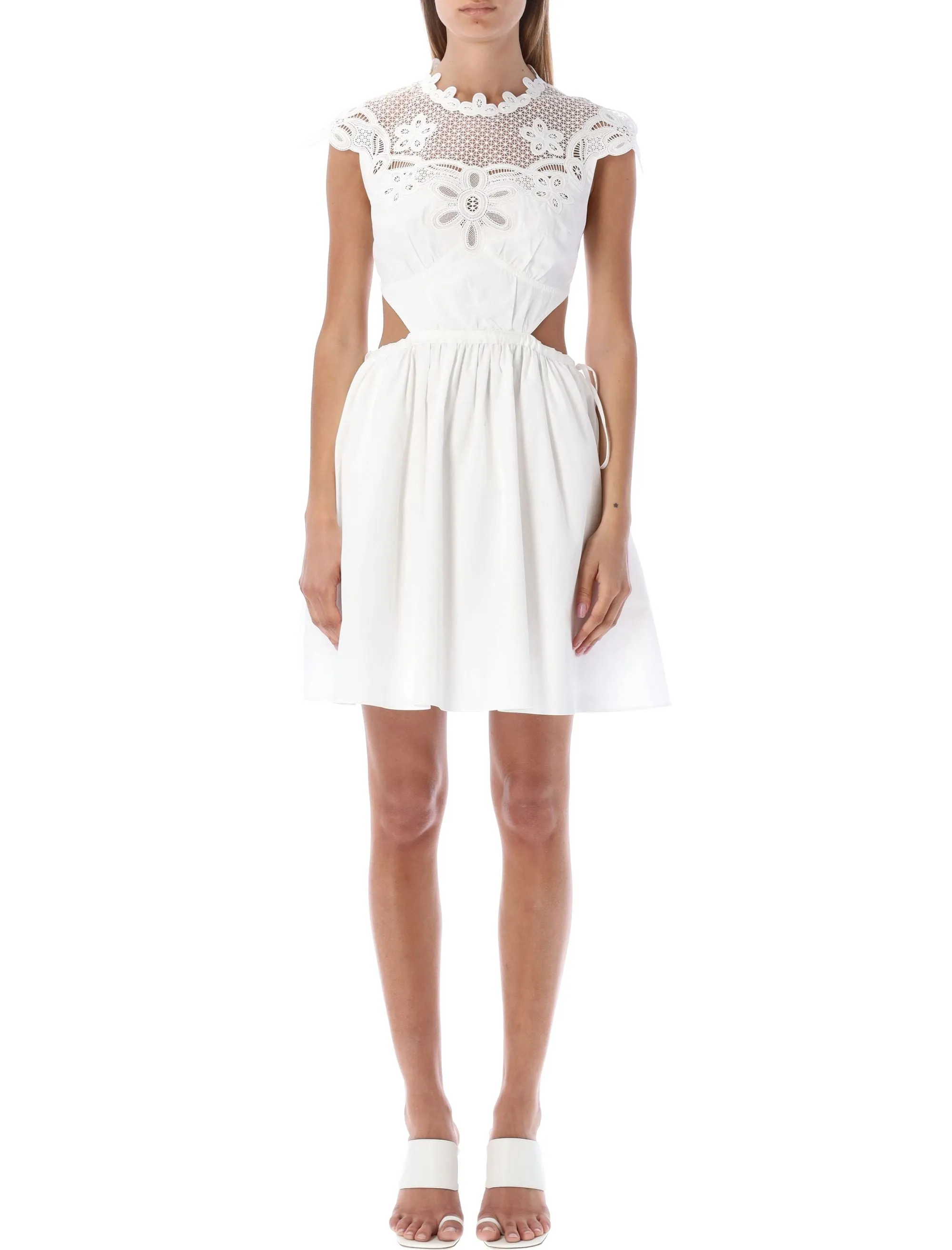 Self-Portrait Guipure Cut-Out Detailed Mini Dress