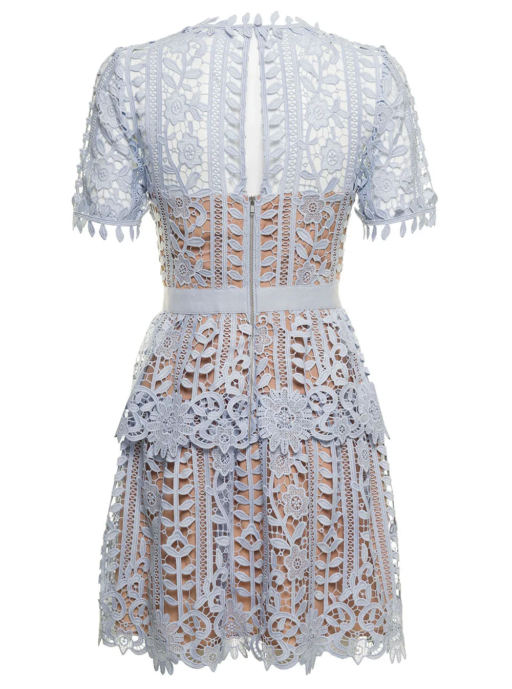 Self-Portrait Guipure Short-Sleeved Mini Dress