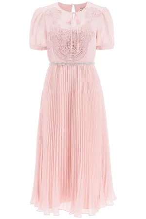 Self-Portrait Macrame Lace Detailed Midi Dress