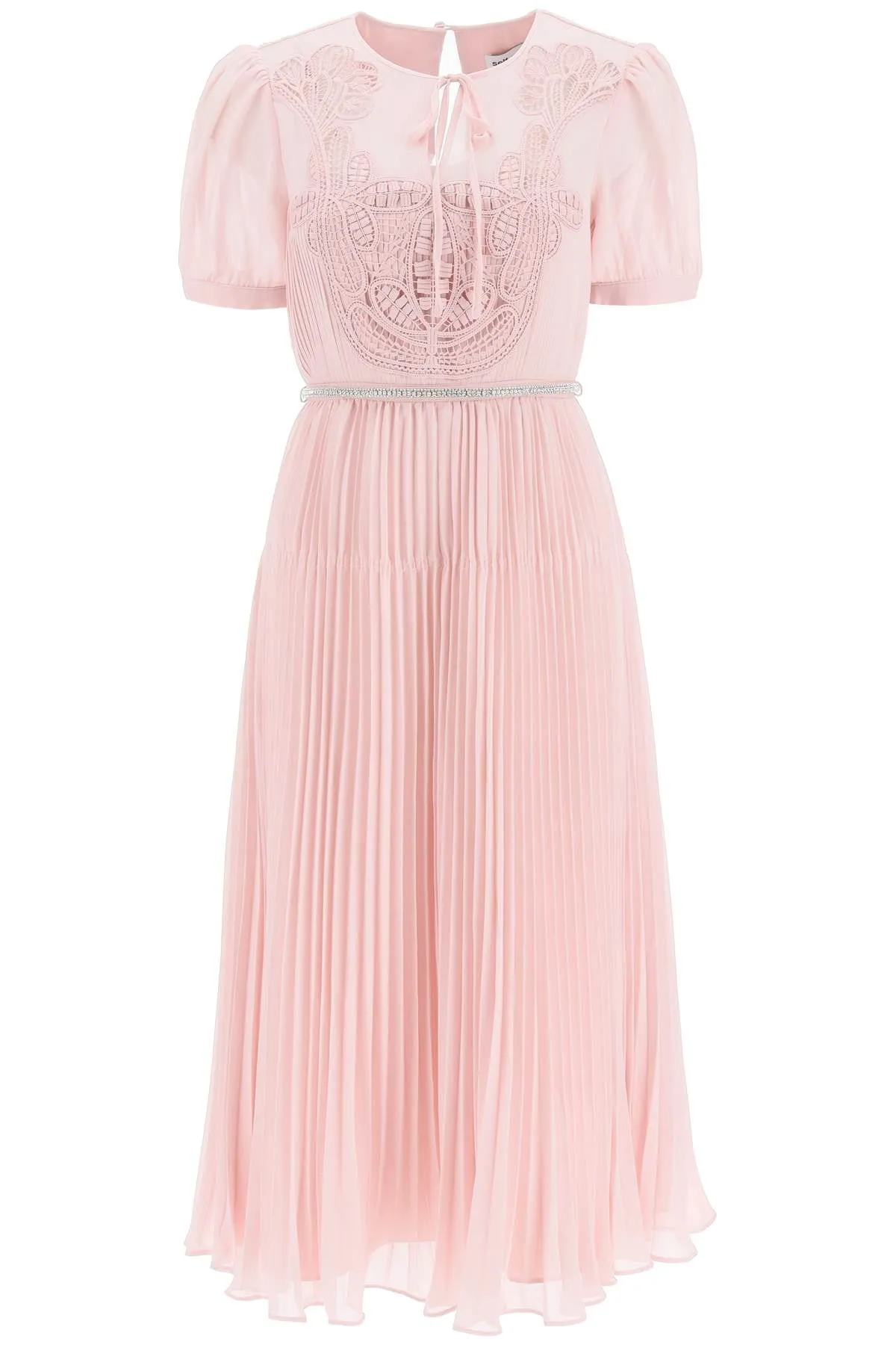 Self-Portrait Macrame Lace Detailed Midi Dress