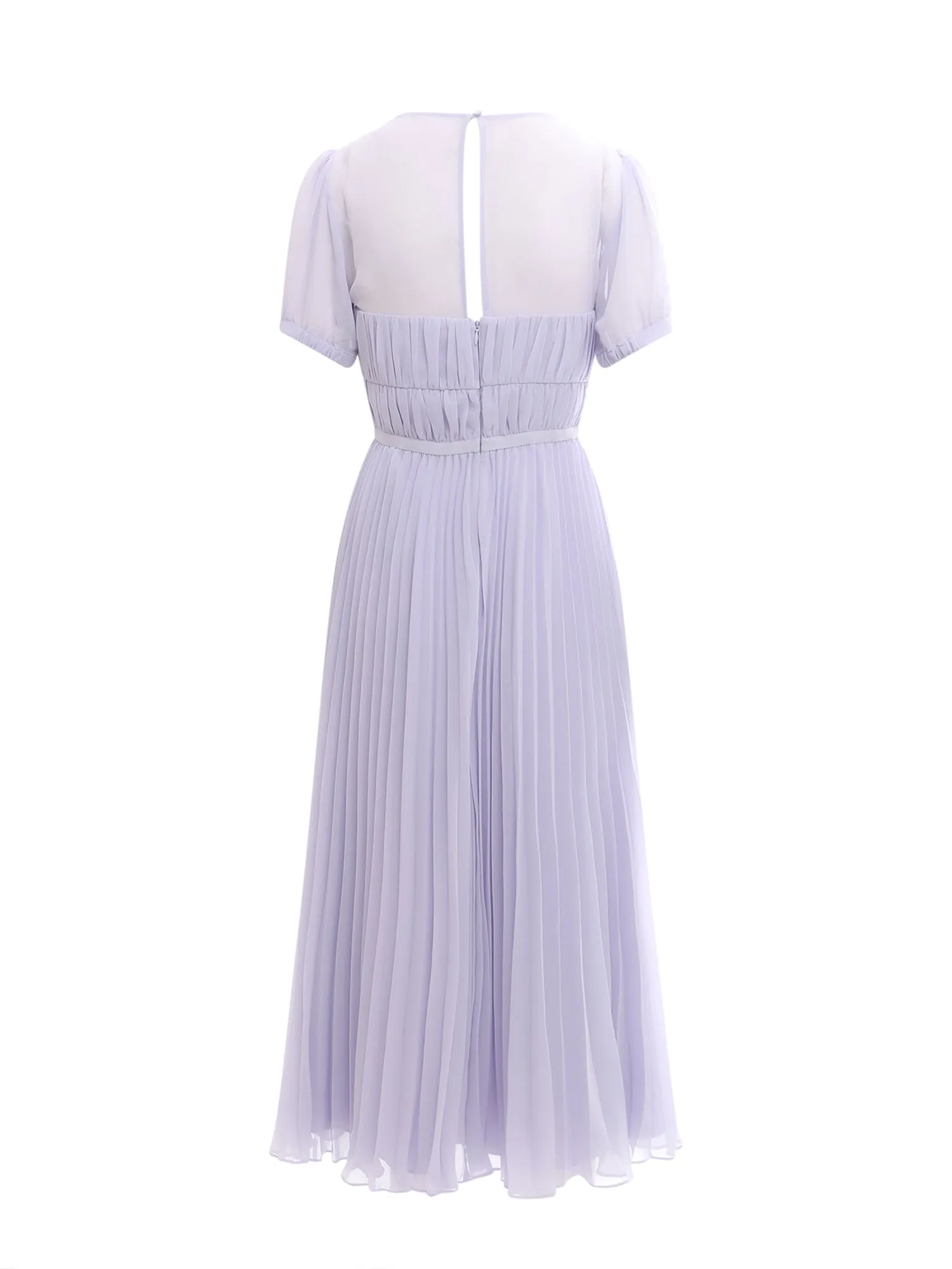 Self-Portrait Pleated Short Sleeved Midi Dress