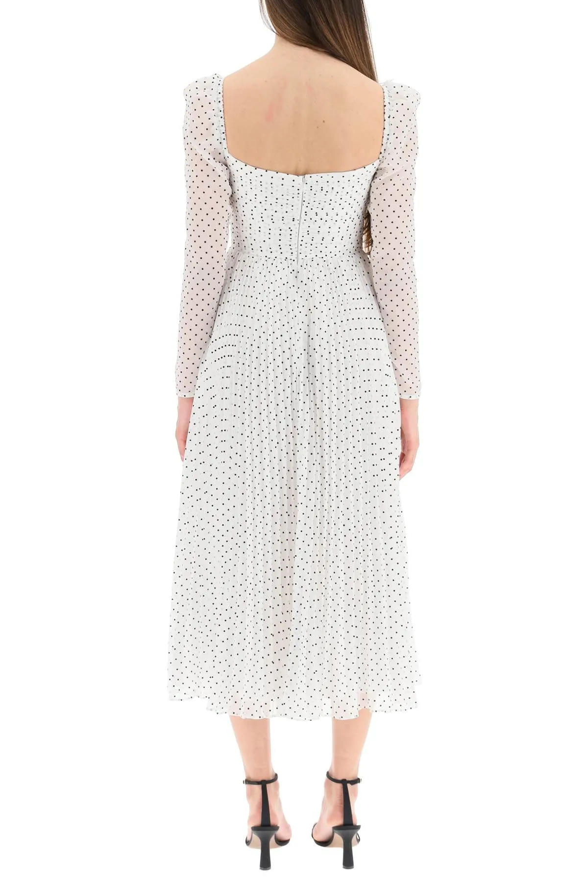 Self-Portrait Polka Dot Print Flared Midi Dress