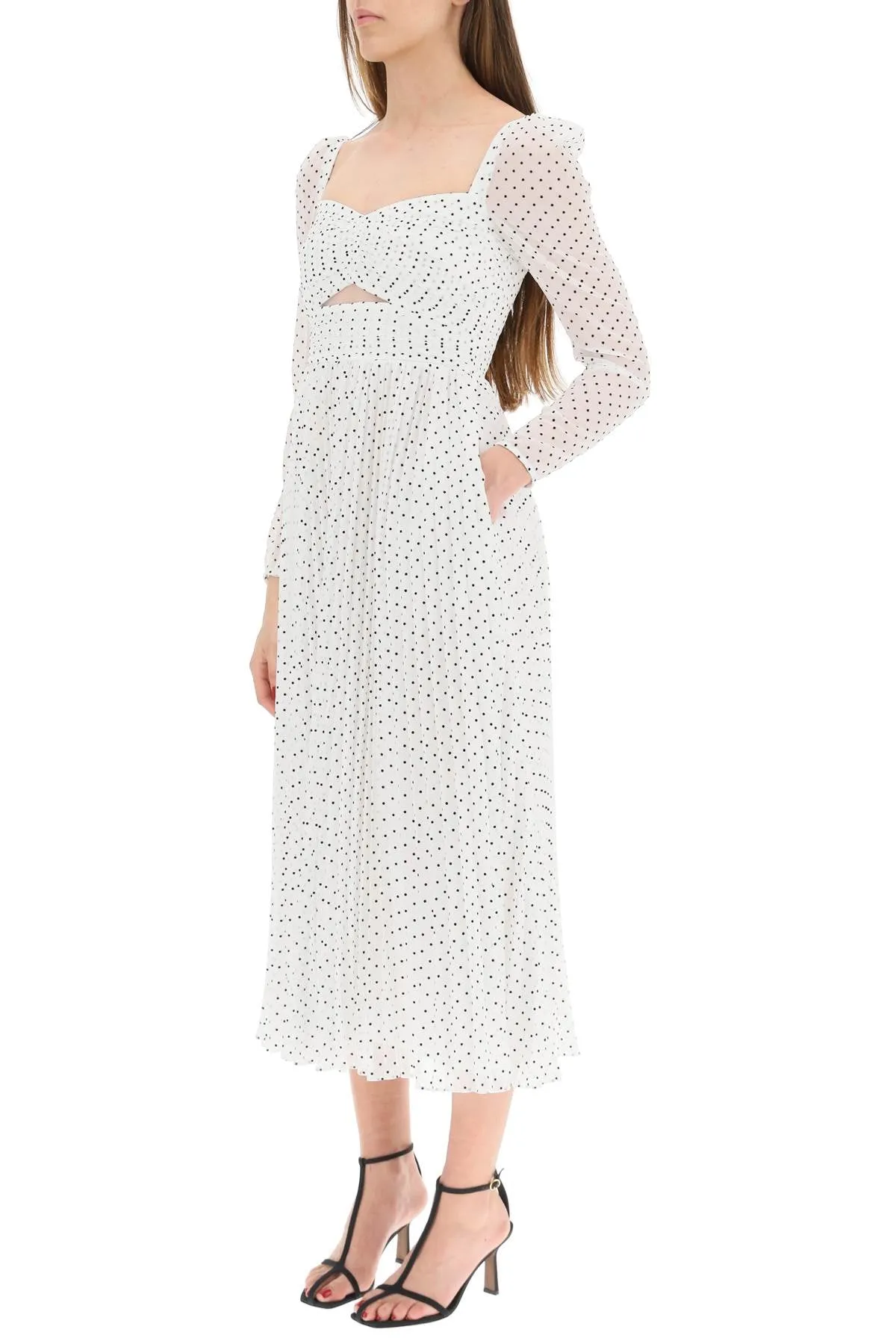 Self-Portrait Polka Dot Print Flared Midi Dress