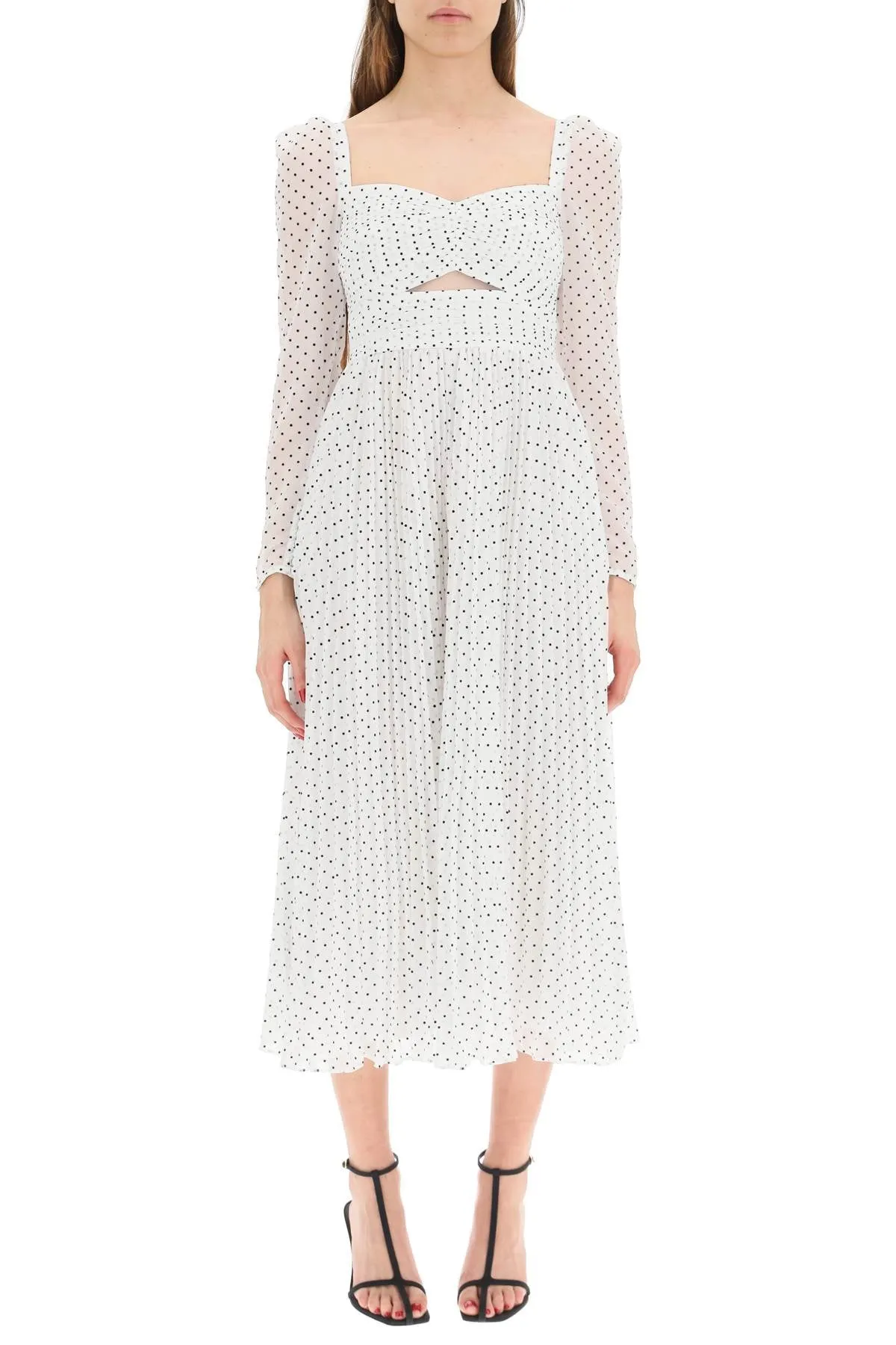 Self-Portrait Polka Dot Print Flared Midi Dress