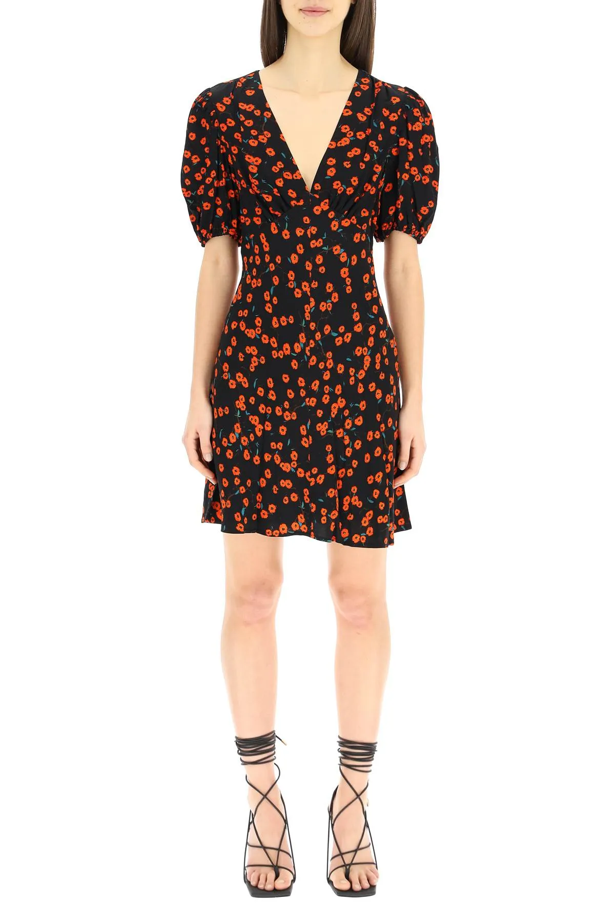 Staud Milla V-Neck Floral Printed Mini Dress