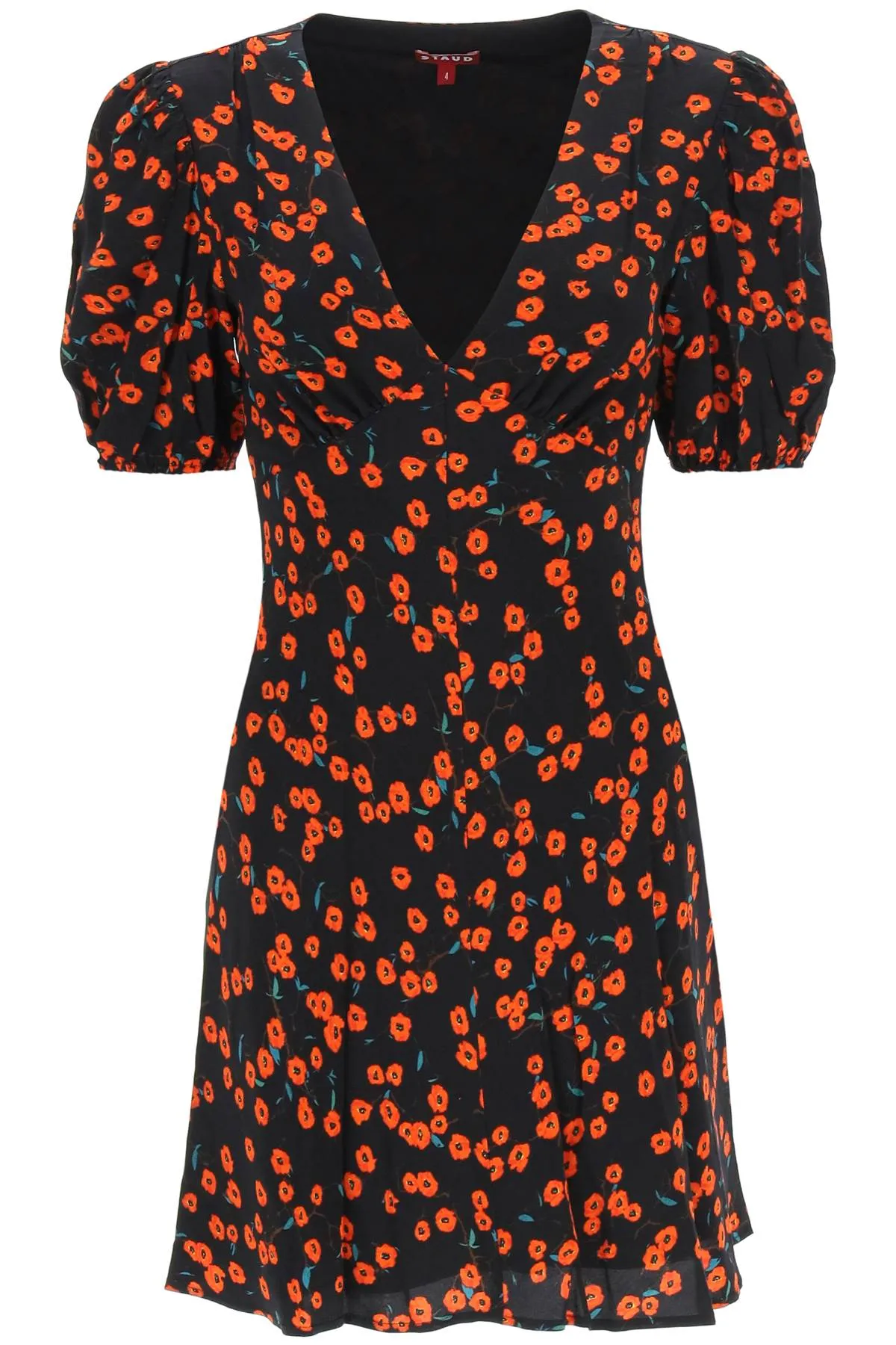 Staud Milla V-Neck Floral Printed Mini Dress