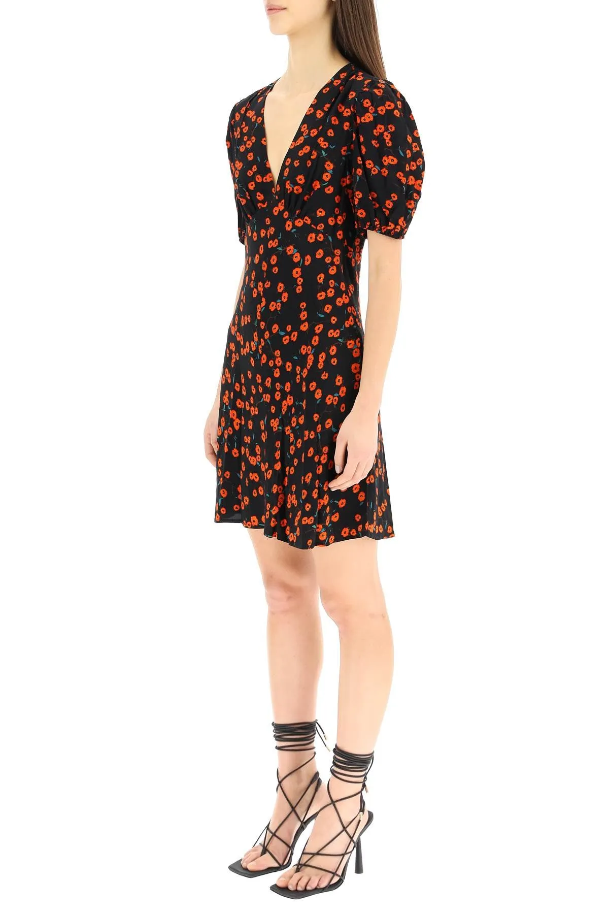 Staud Milla V-Neck Floral Printed Mini Dress