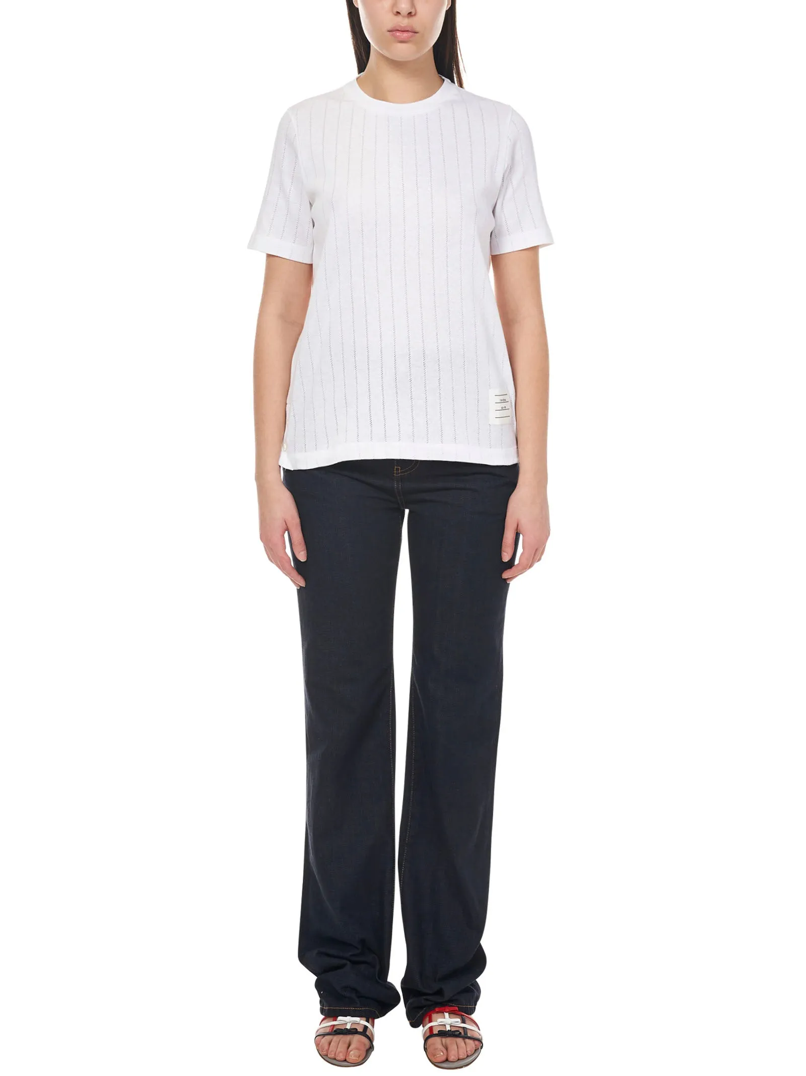 Thom Browne Pointelle Crewneck Knitted Top