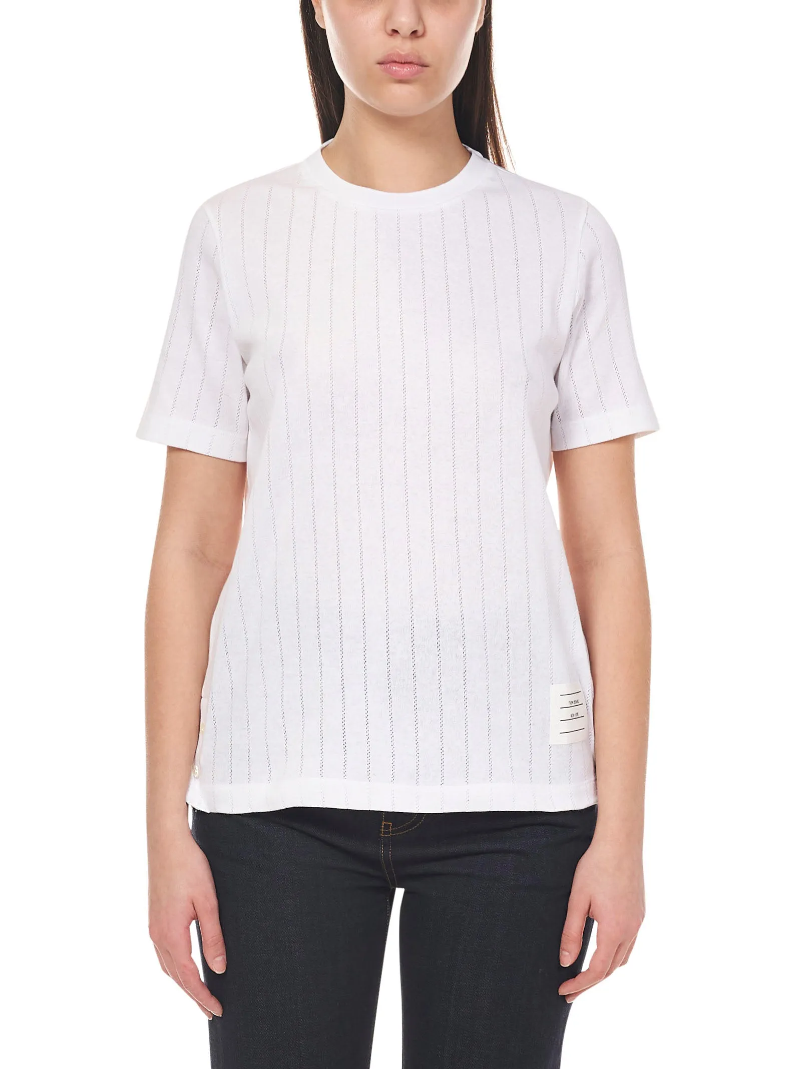 Thom Browne Pointelle Crewneck Knitted Top